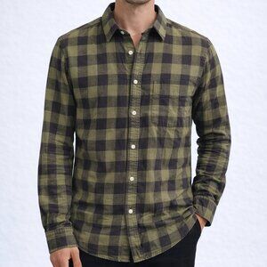 H&M Green Black Plaid Flannel Button-Up Shirt Men’s Medium